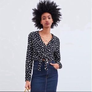 Zara Sheer Black Star Print Blouse
